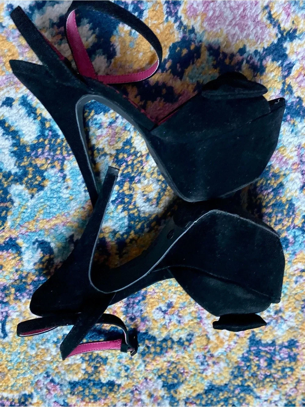 Dollhouse Flaunt Black Peep Toe Platform Pumps Size 8